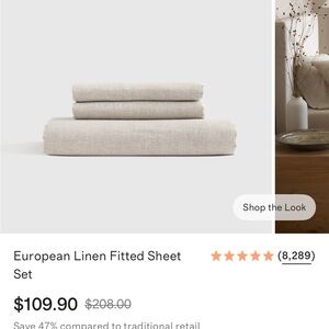 New in packaging- Quince Italian linen Full fitted sheet set- natural chambray